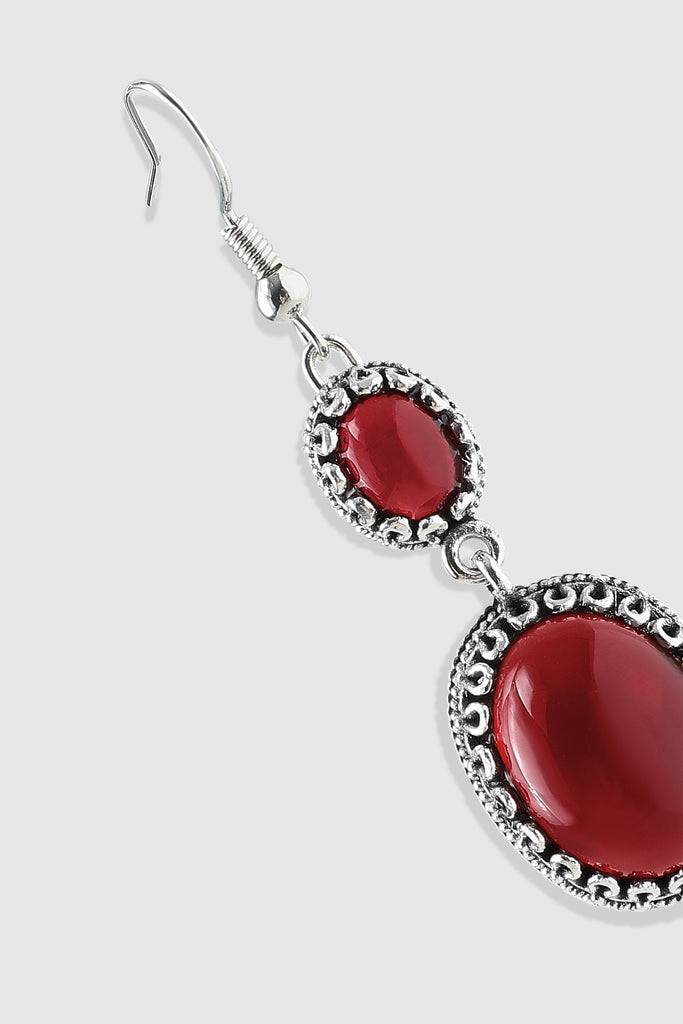 Vintage Oval Glossy Gemstone Earrings - Babeyond UK