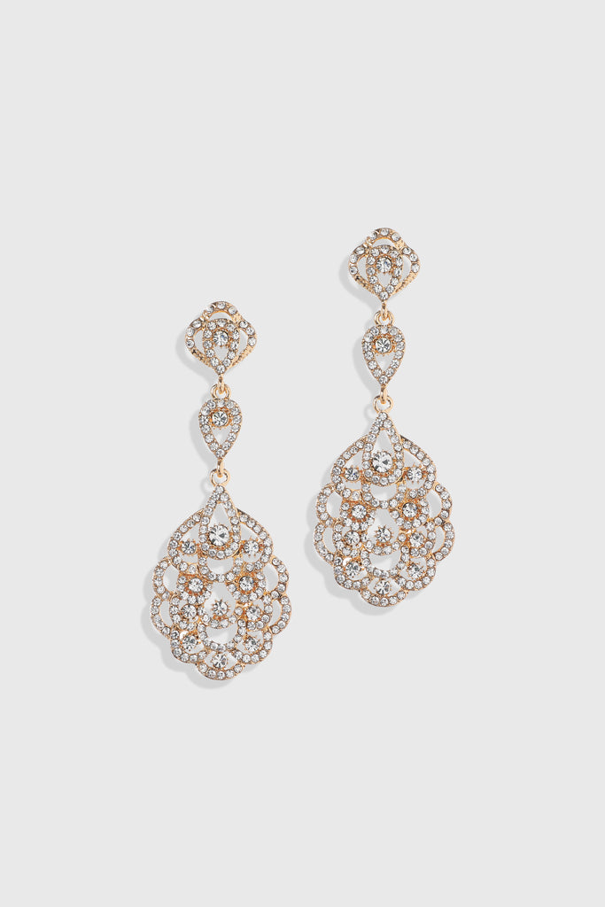 Vintage Rhinestone Chandelier Earrings - Babeyond UK