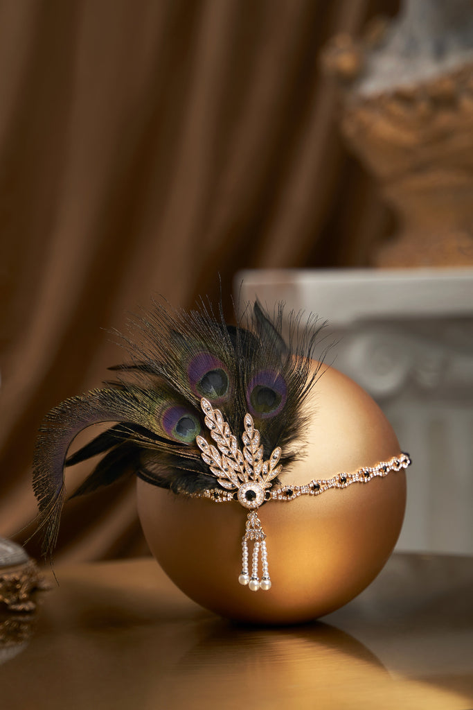 Rhinestone Leaf Feather Headpiece - Babeyond UK