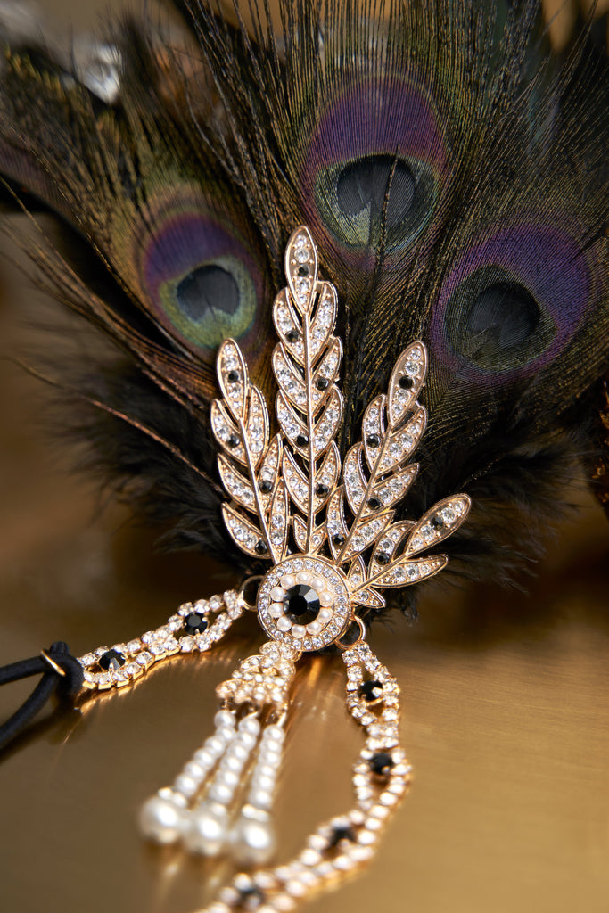 Rhinestone Leaf Feather Headpiece - Babeyond UK