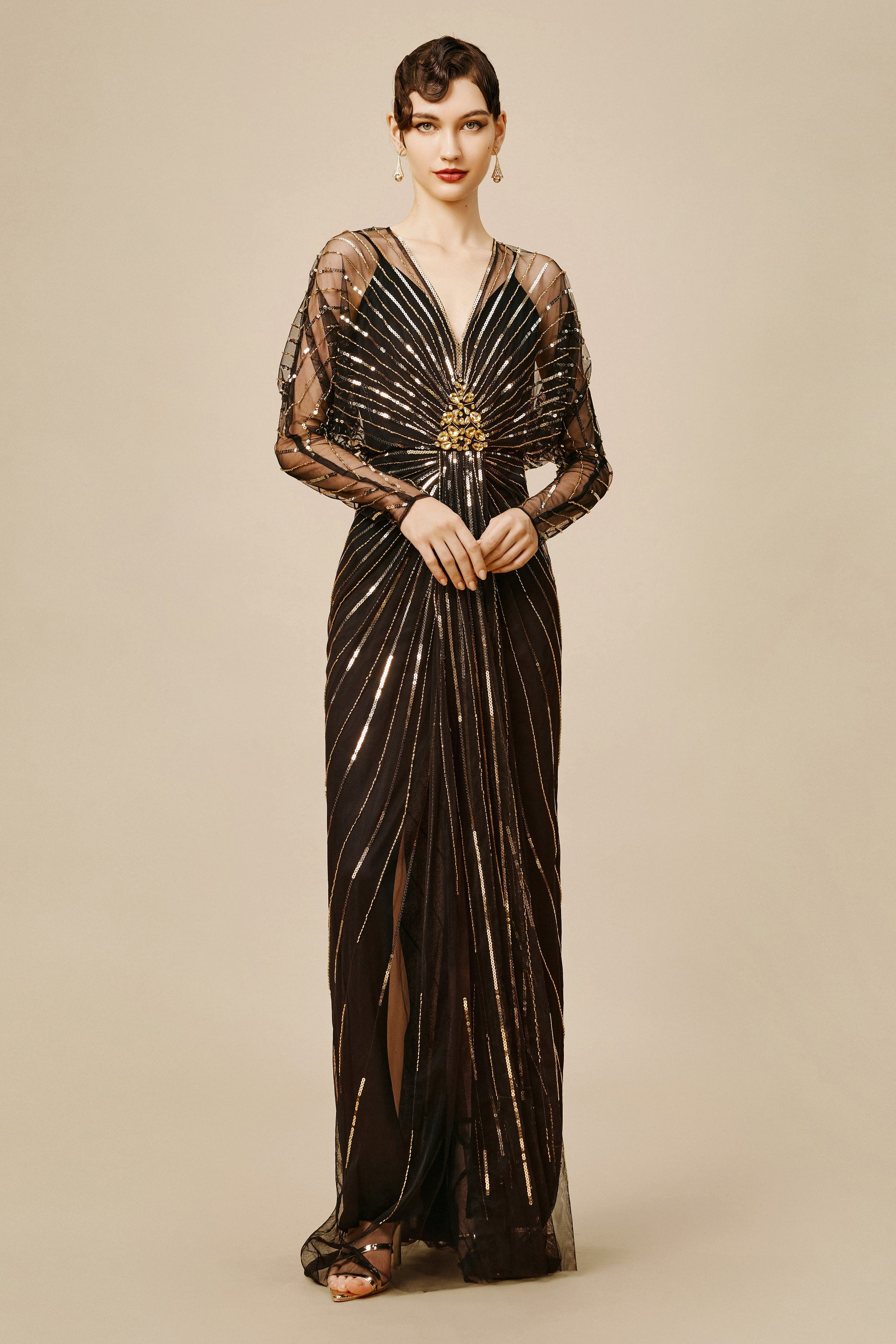 1920s Evening Gown 1920s Great Gatsby Flapper Dress - Sequined Vintage Cocktail Gown, Beige/Black/Red 1920s Style Dress 1920s Evening Gown 1920s Great Gatsby Flapper Dress - Sequined Vintage Cocktail Gown, Beige/Black/Red 1920s Style Dress