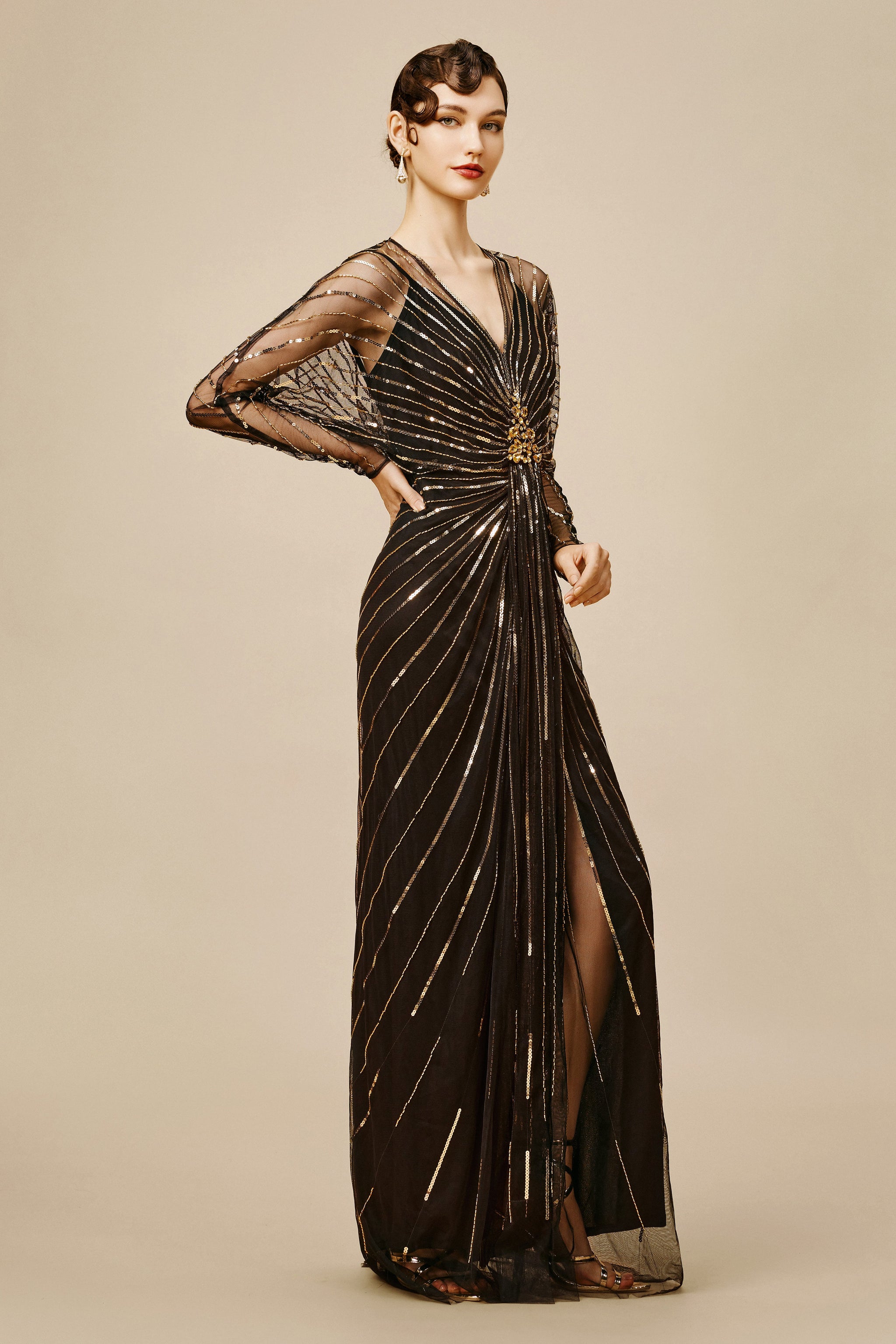 Black and gold formal dress best sale