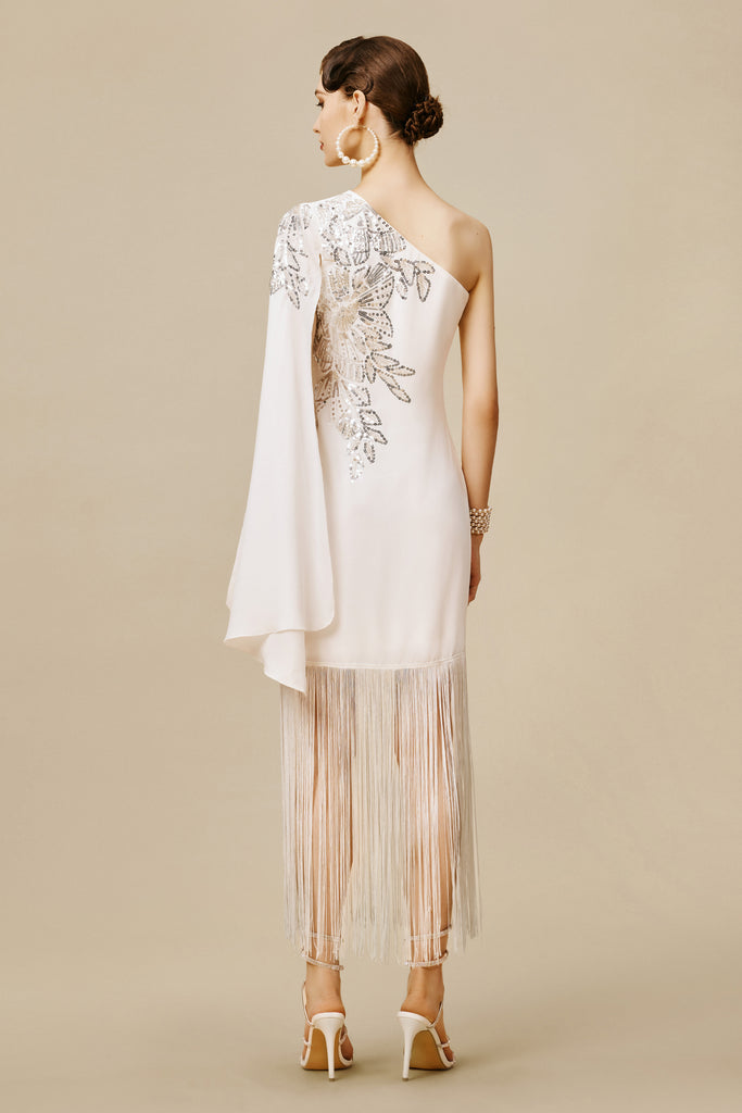 The Story of an Awakening Fringe Crape Evening Gown - Babeyond UK