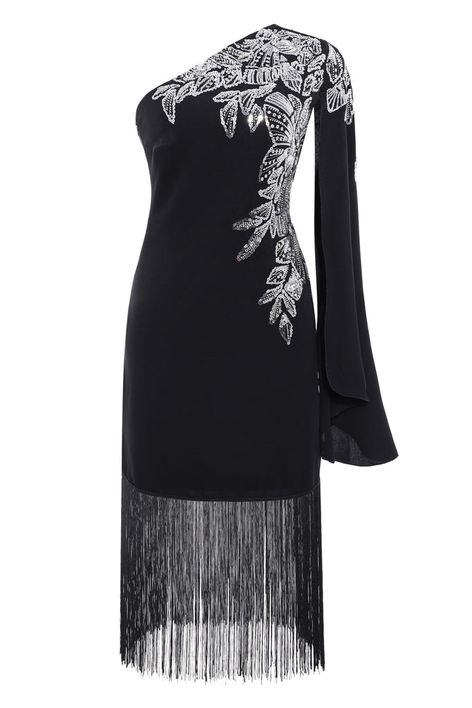 The Story of an Awakening Fringe Crape Evening Gown - Babeyond UK