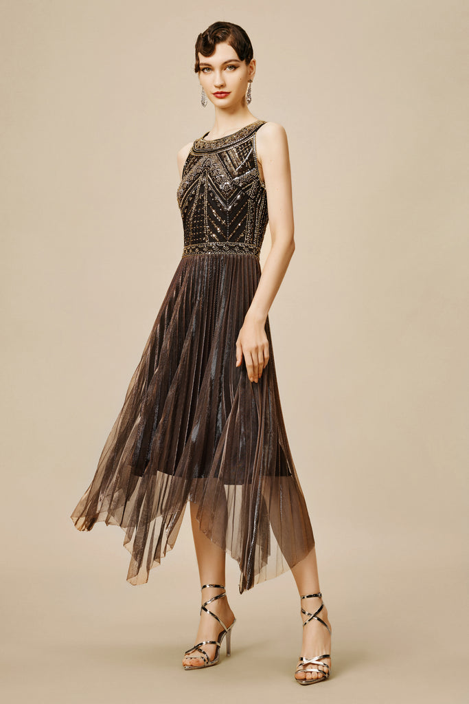 Zouzou Metallic Beading Flapper Dress - Babeyond UK