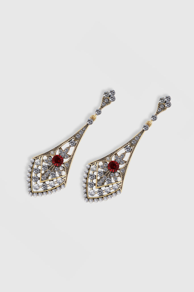 Art Deco Crystal Studded Earrings - Babeyond UK