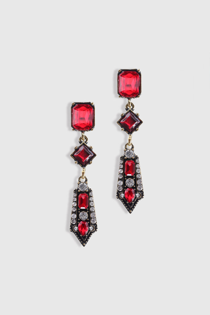 Art-Deco Rhinestone Studded Earrings - Babeyond UK