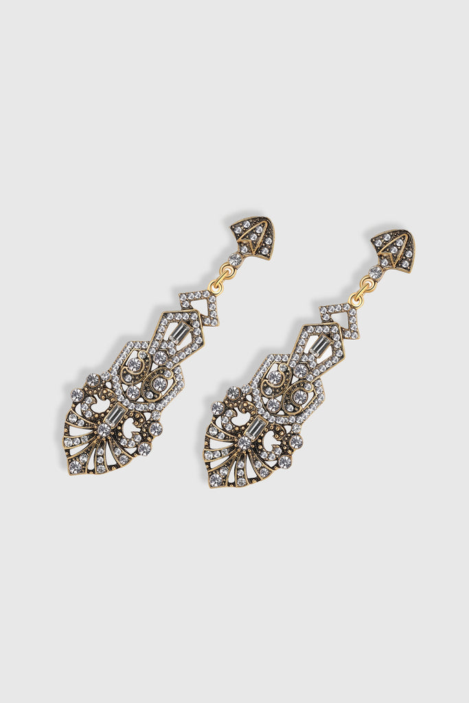 Antique Vintage Crystal Studded Earrings - Babeyond UK