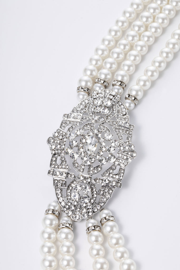 Styling Layered Pearl Rhinestone Necklace Set - Babeyond UK