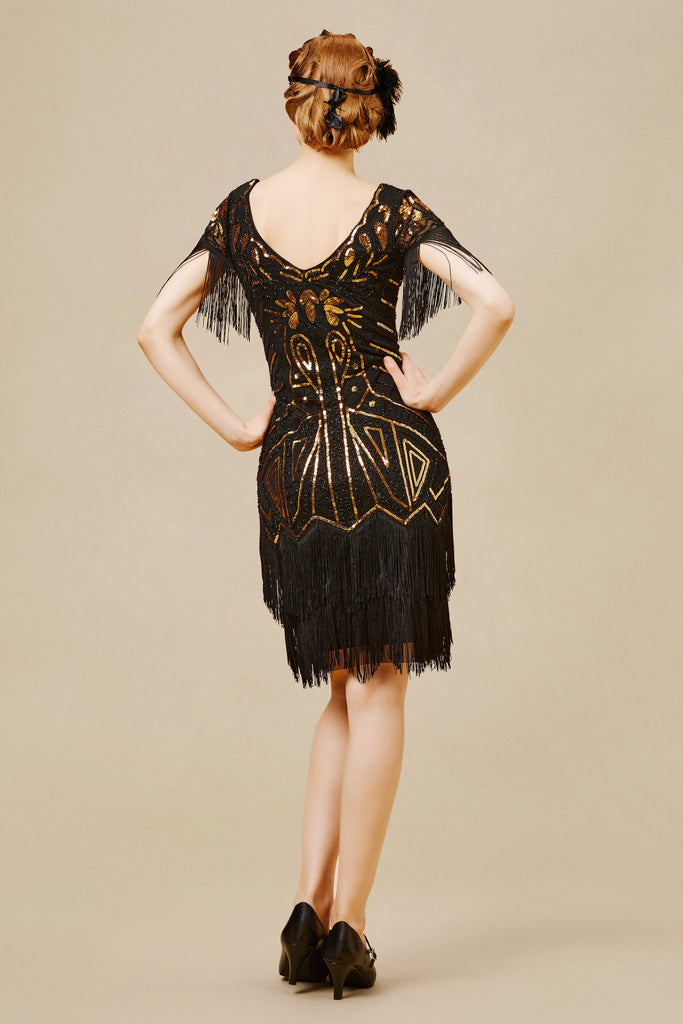 Art Deco Paisley Sequin Fringe Dress - Babeyond UK