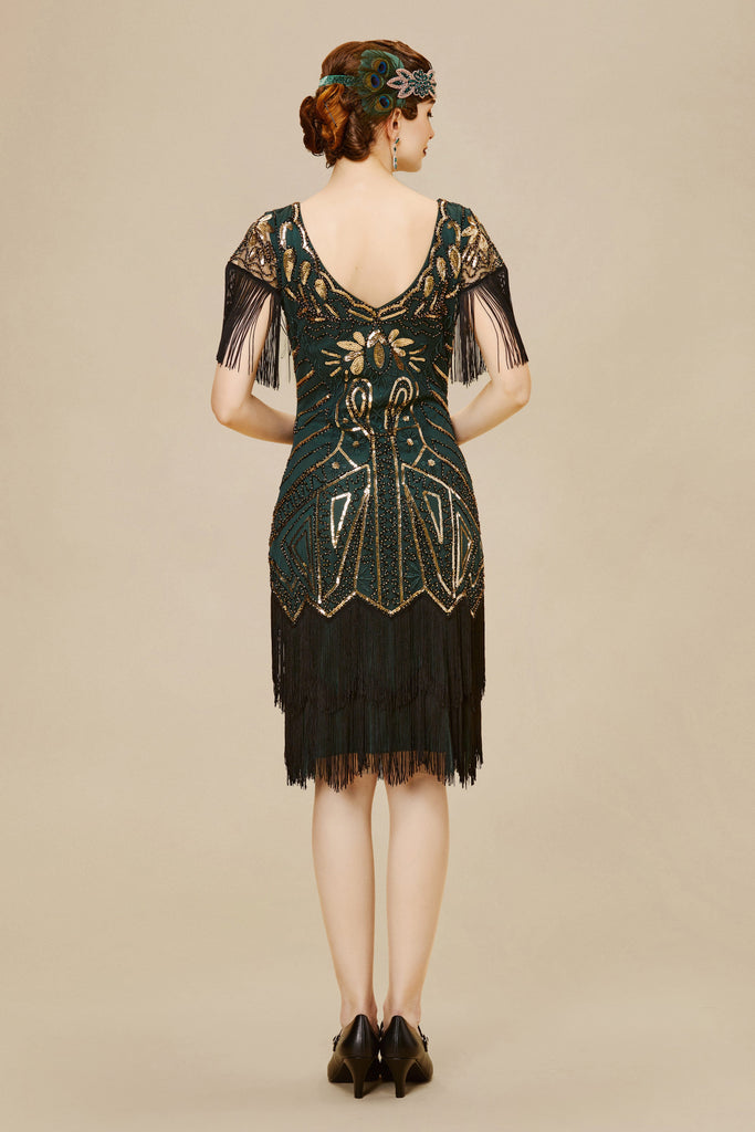 Art Deco Paisley Sequin Fringe Dress - Babeyond UK