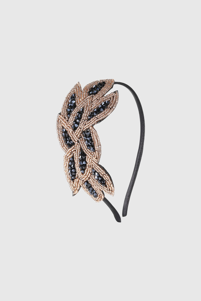 Embroidered Crystal Leaf Headband - Babeyond UK