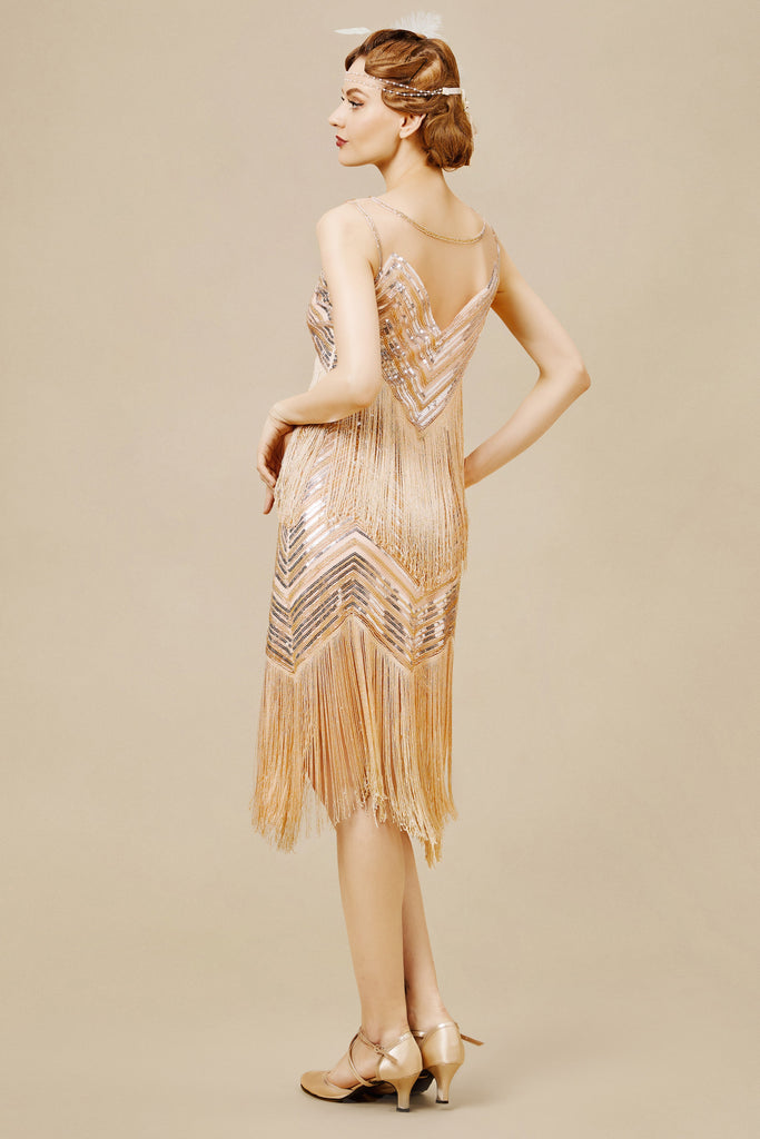 Embroidered Sequin Flapper Tassel Dress - Babeyond UK