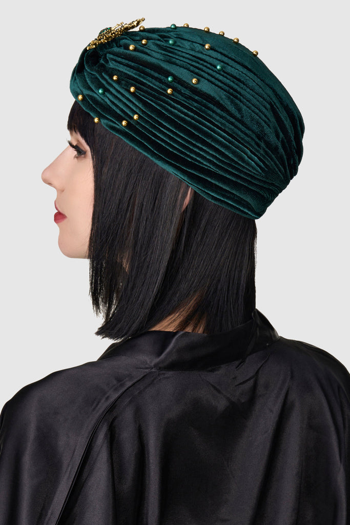 1920s Beaded Peacock Turban Hat - Babeyond UK