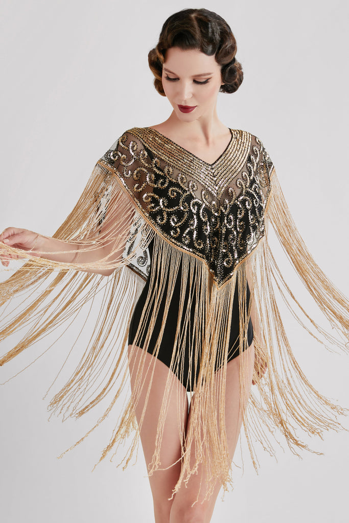 Heart Shaped Long Fringed Sequin Shawl - Babeyond UK