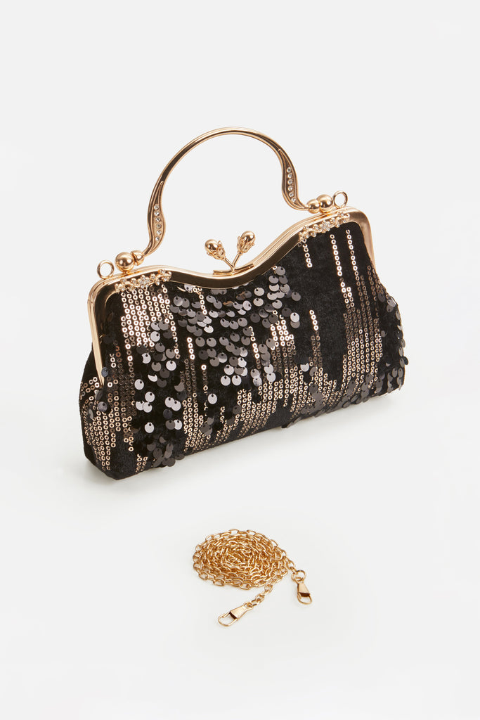 1920s Luxury Velvet Sequin Clutch - Babeyond UK