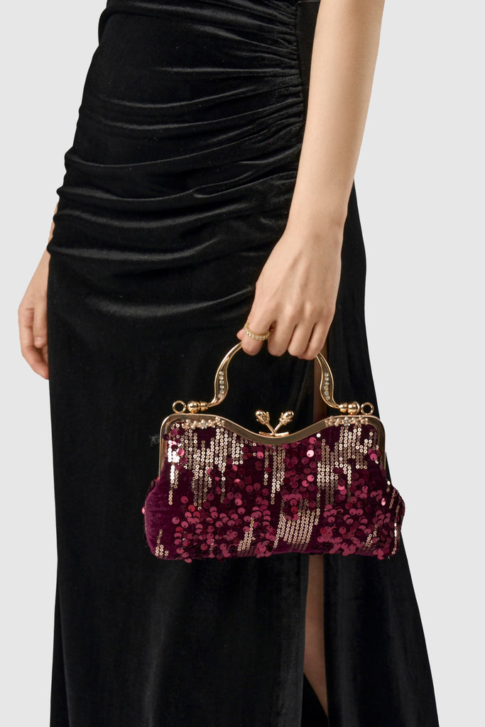 1920s Luxury Velvet Sequin Clutch - Babeyond UK