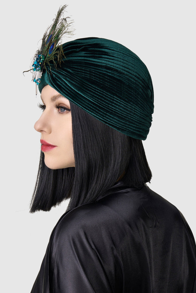 1920s Peacock Sequin Turban Hat - Babeyond UK