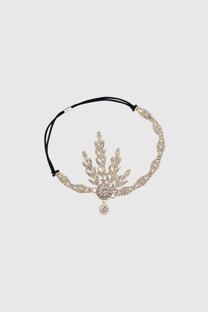 Rhinestone Studded Leaf Hairband - Babeyond UK