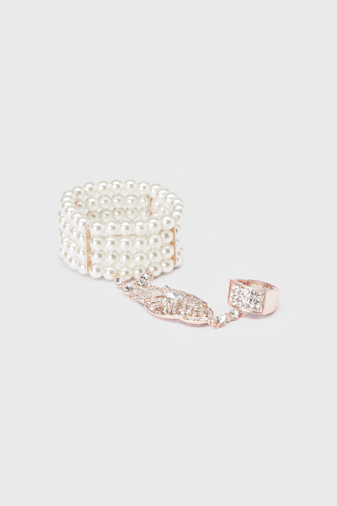 Multi Strand Pearl Bracelet Ring Set - Babeyond UK