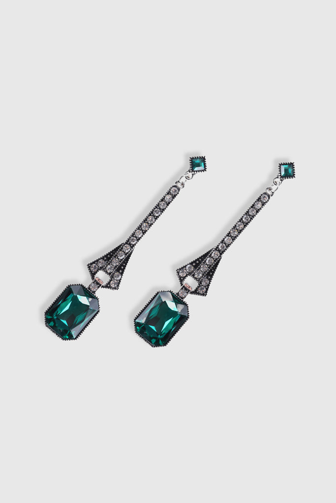 Art-Deco Rhinestone Dangle Earrings - Babeyond UK