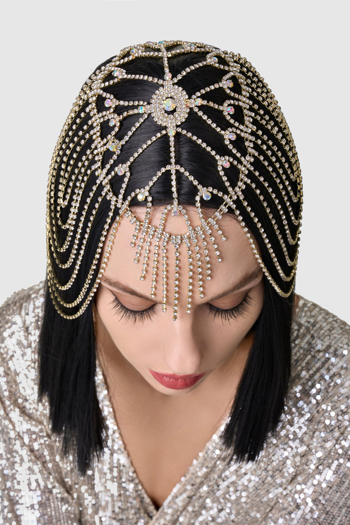 Rhinestone Chain Cage Headpiece - Babeyond UK