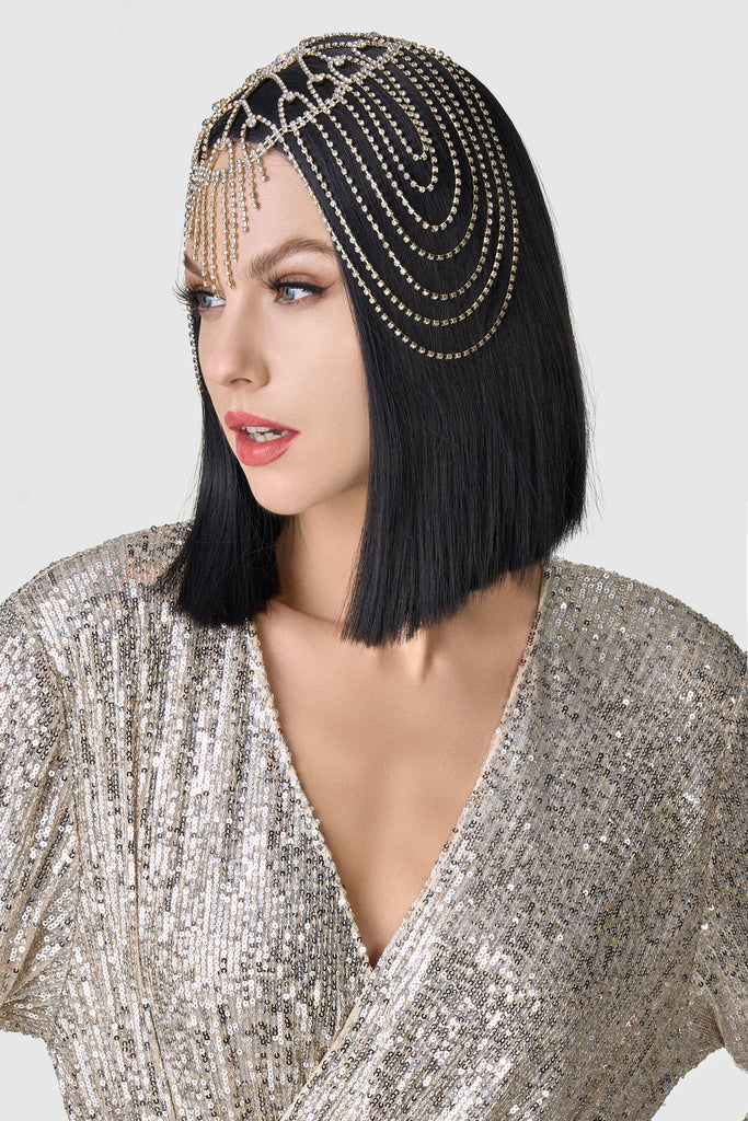 Rhinestone Chain Cage Headpiece - Babeyond UK