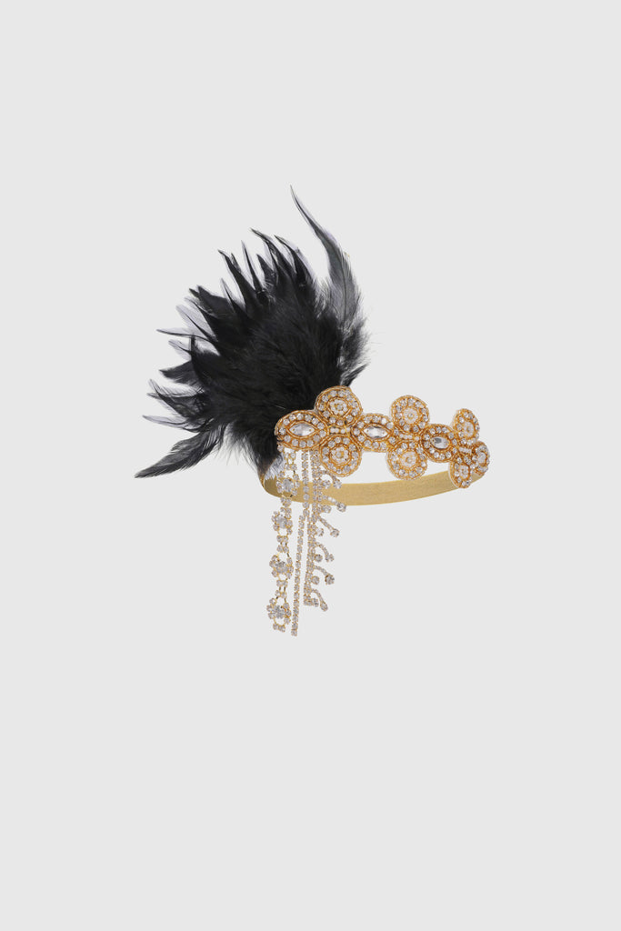 Crystal Beaded Feather Headband - Babeyond UK