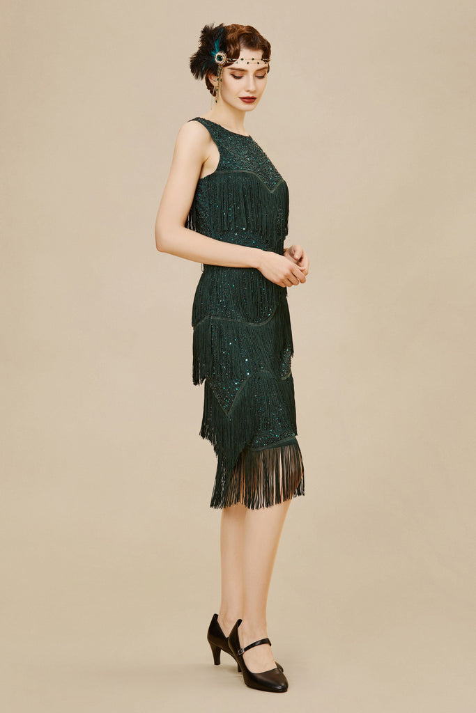 Glitter Tiered Fringe Bias Hem Dress - Babeyond UK