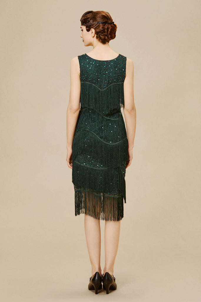 Glitter Tiered Fringe Bias Hem Dress - Babeyond UK