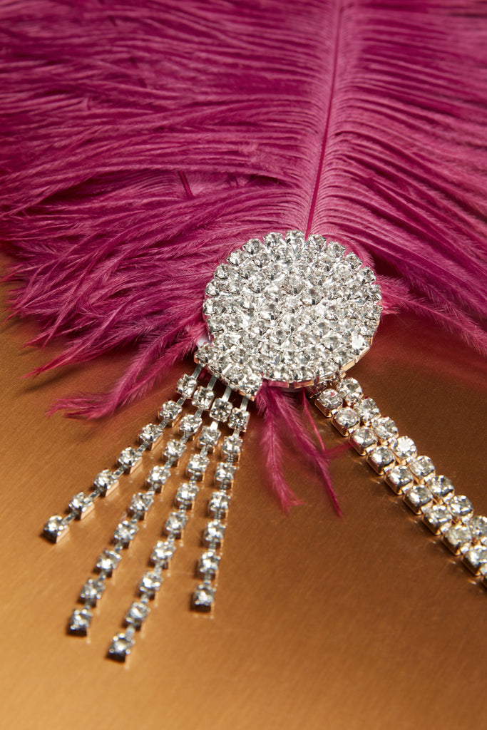 Ostrich Feather Rhinestone Headpiece - Babeyond UK