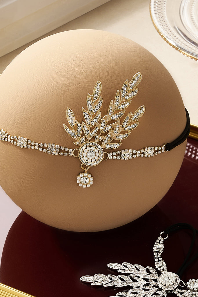 Rhinestone Studded Leaf Hairband - Babeyond UK