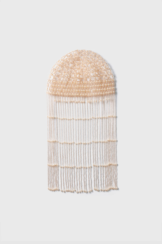 Fully Beaded Pearl Flapper Tassel Cap - Babeyond UK