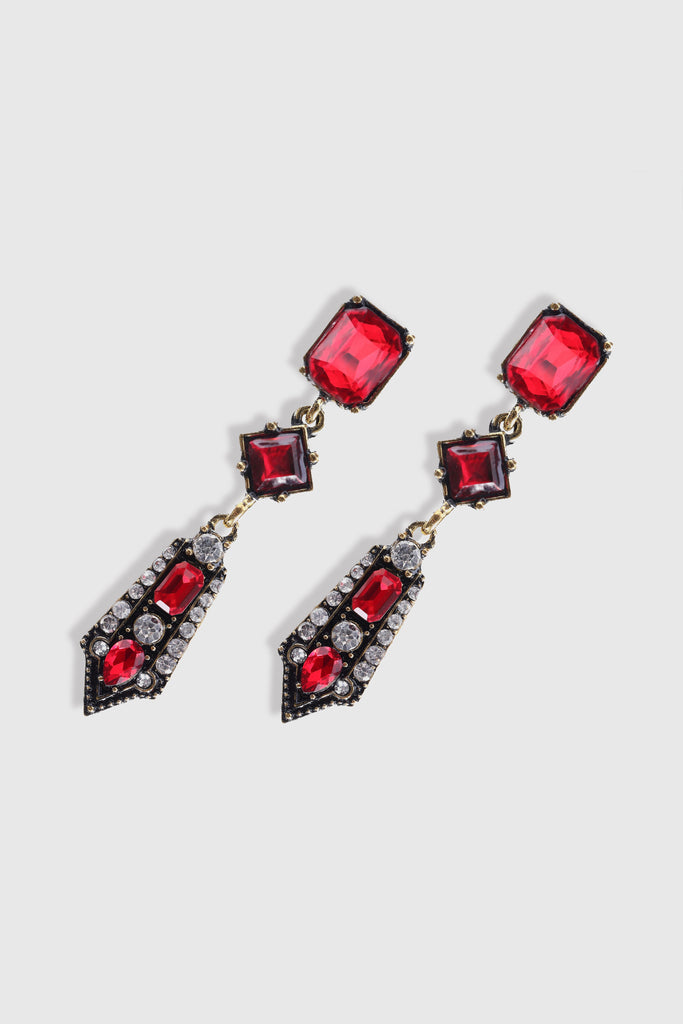 Art-Deco Rhinestone Studded Earrings - Babeyond UK