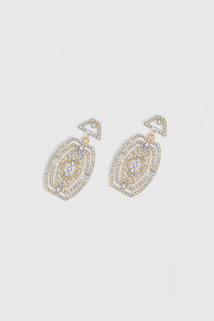 Unique Rhinestone Studded Flapper Earrings - Babeyond UK