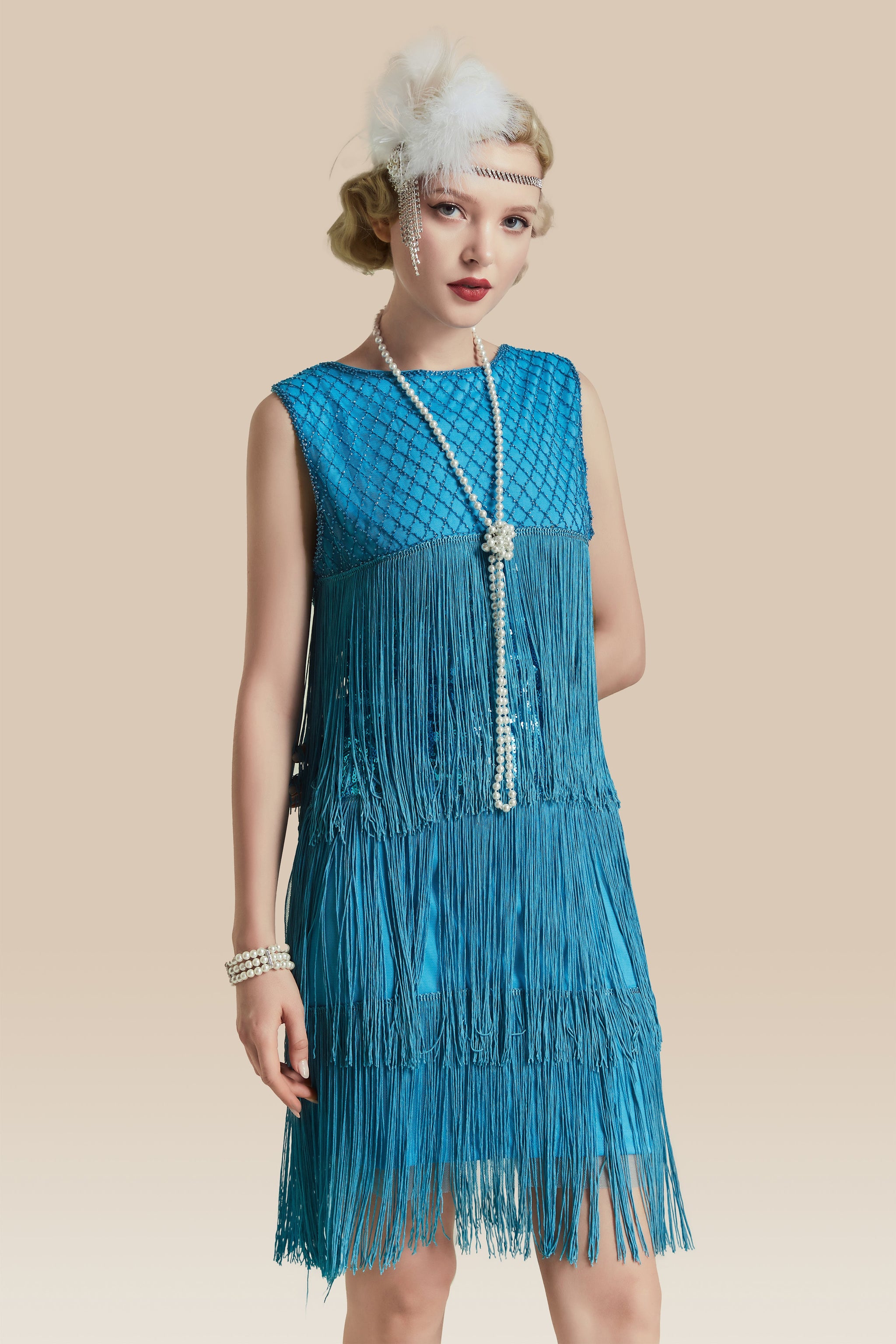 Shop 1920s Dresses Tiered Tassel Flapper Gatsby Dress BABEYOND Babeyond UK