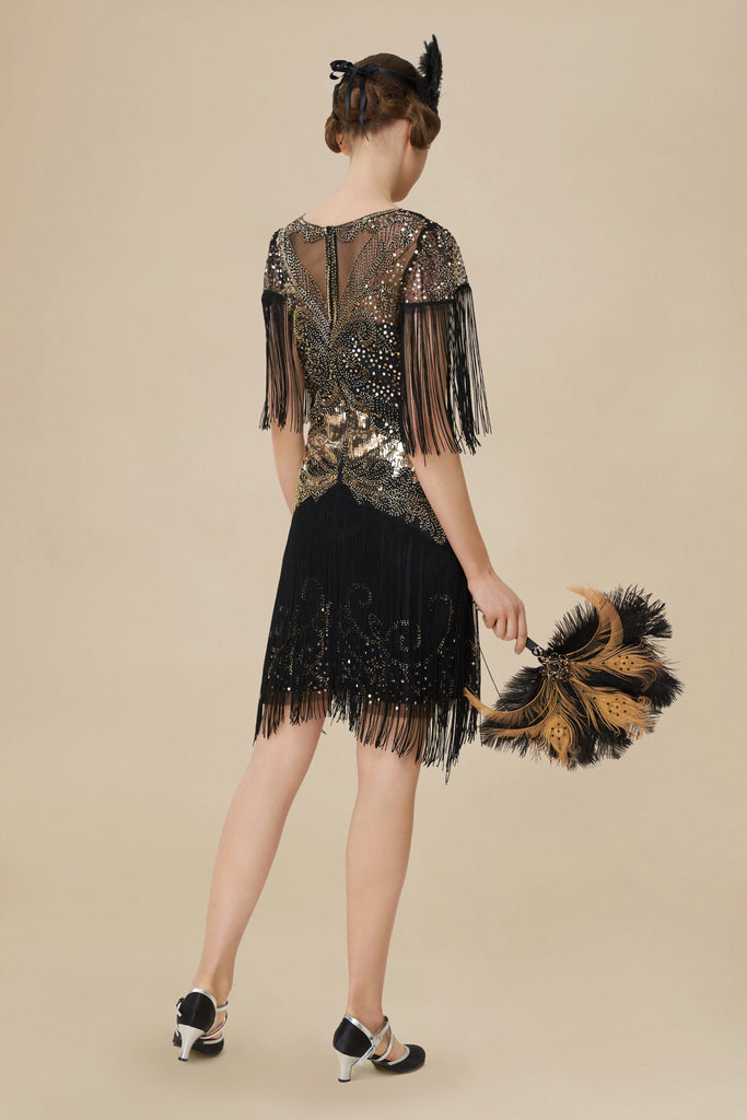 1920s Flapper Fringed Sleeves Dress - Babeyond UK