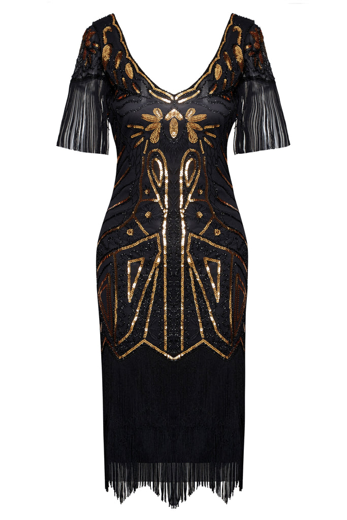 Art Deco Paisley Sequin Fringe Dress - Babeyond UK