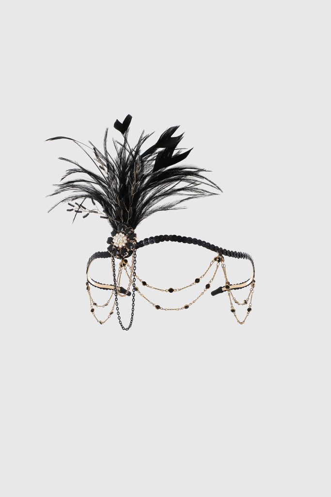 Beaded Crystal Chain Feather Headband - Babeyond UK