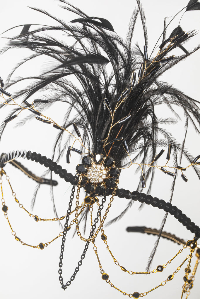 Beaded Crystal Chain Feather Headband - Babeyond UK