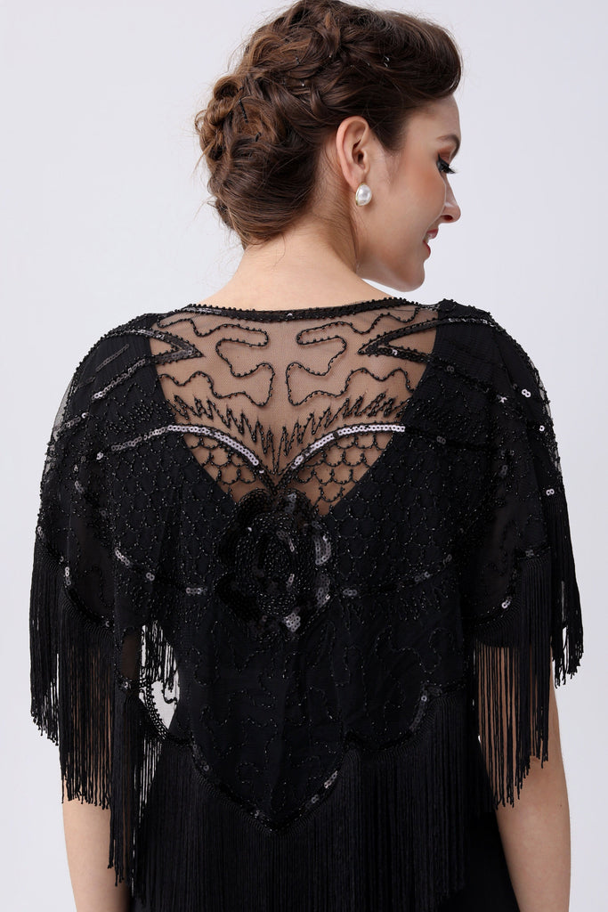 1920s Beaded Sequin Gatsby Shawl - Babeyond UK