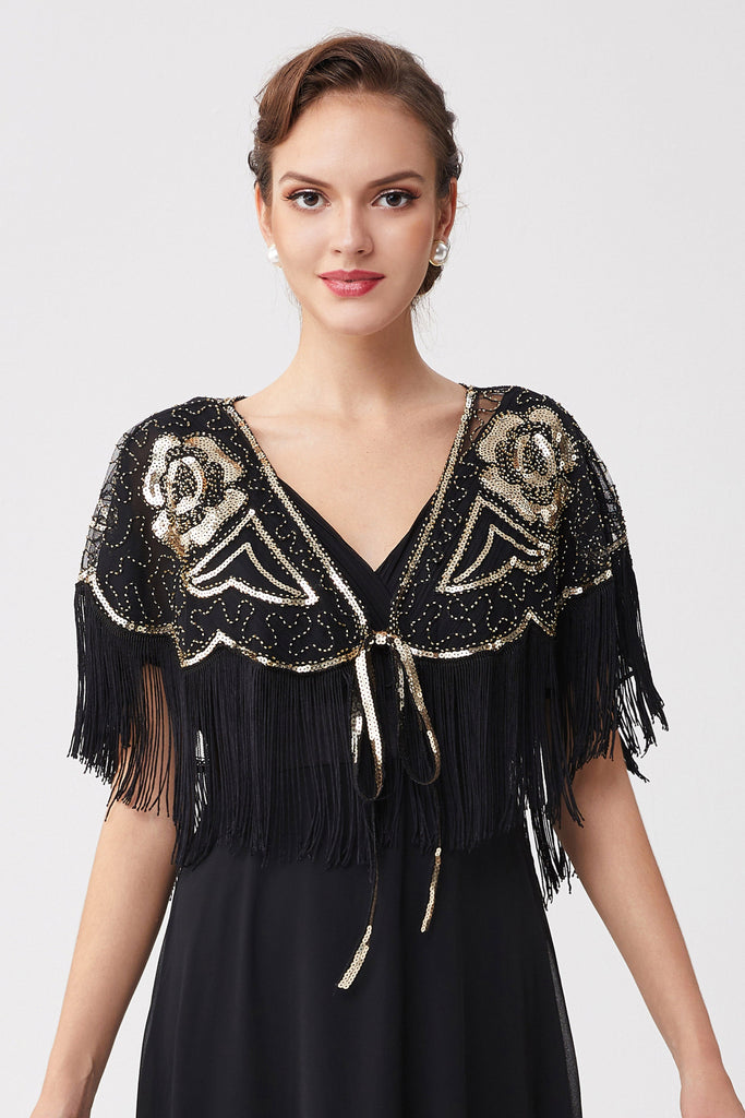 1920s Beaded Sequin Gatsby Shawl - Babeyond UK