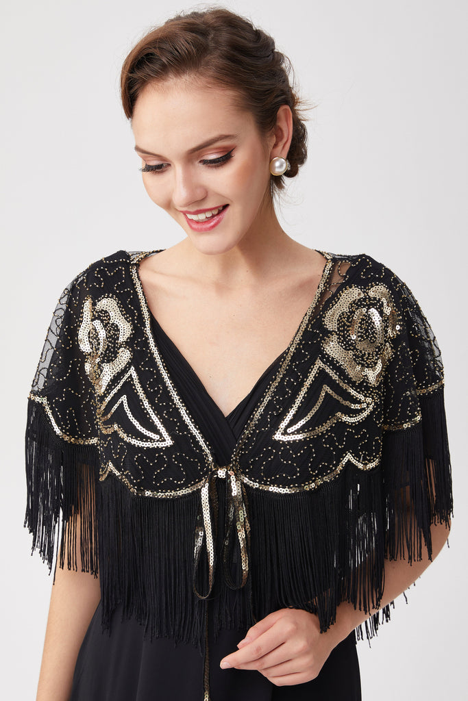 1920s Beaded Sequin Gatsby Shawl - Babeyond UK