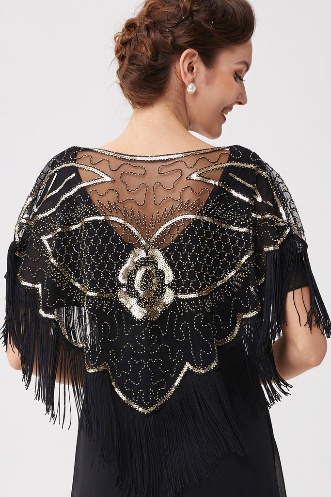 1920s Beaded Sequin Gatsby Shawl - Babeyond UK