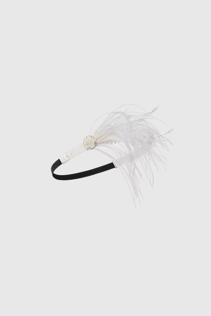 Braided Pearl Feather Headpiece - Babeyond UK