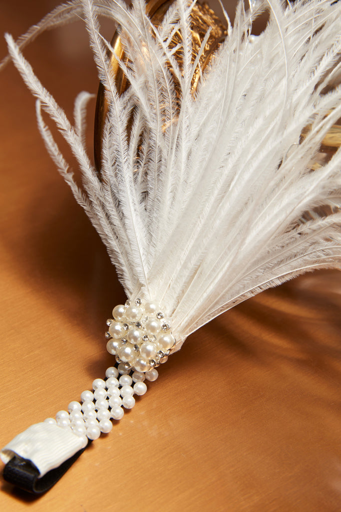 Braided Pearl Feather Headpiece - Babeyond UK