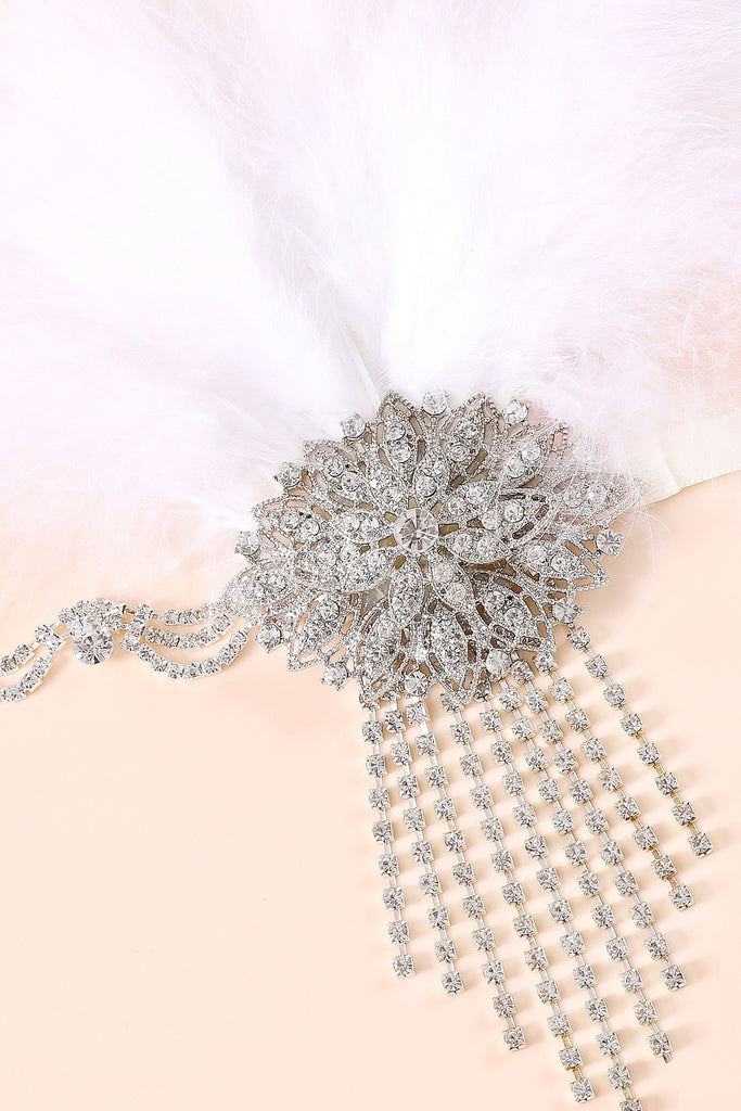 Crystal Studded Ostrich Feather Headpiece - Babeyond UK