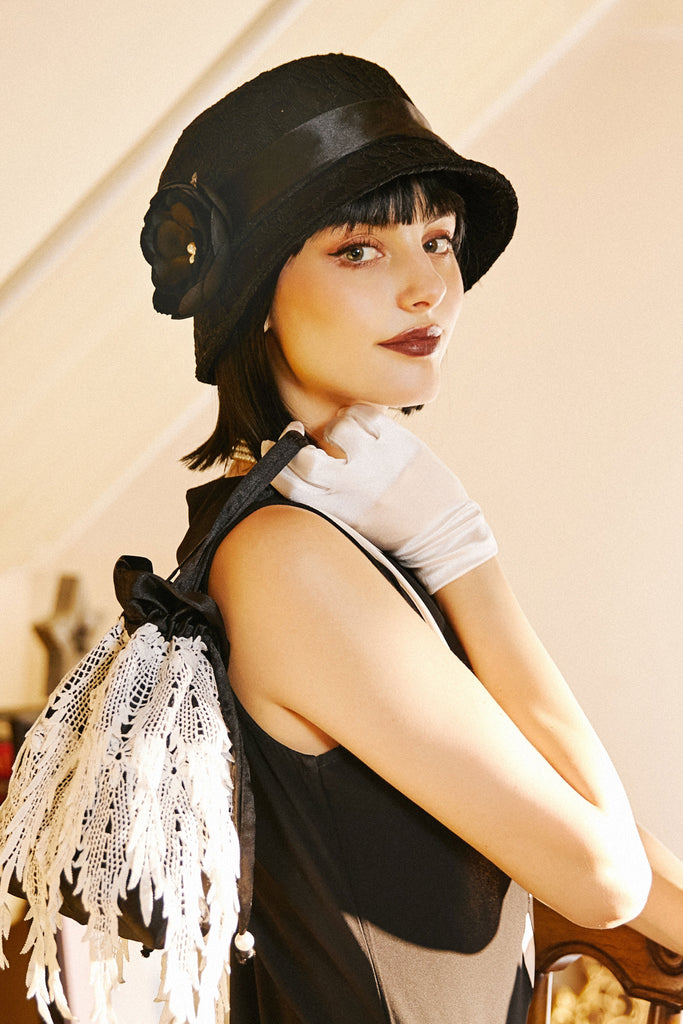 Elegant Lace Floral Gatsby Hat - Babeyond UK