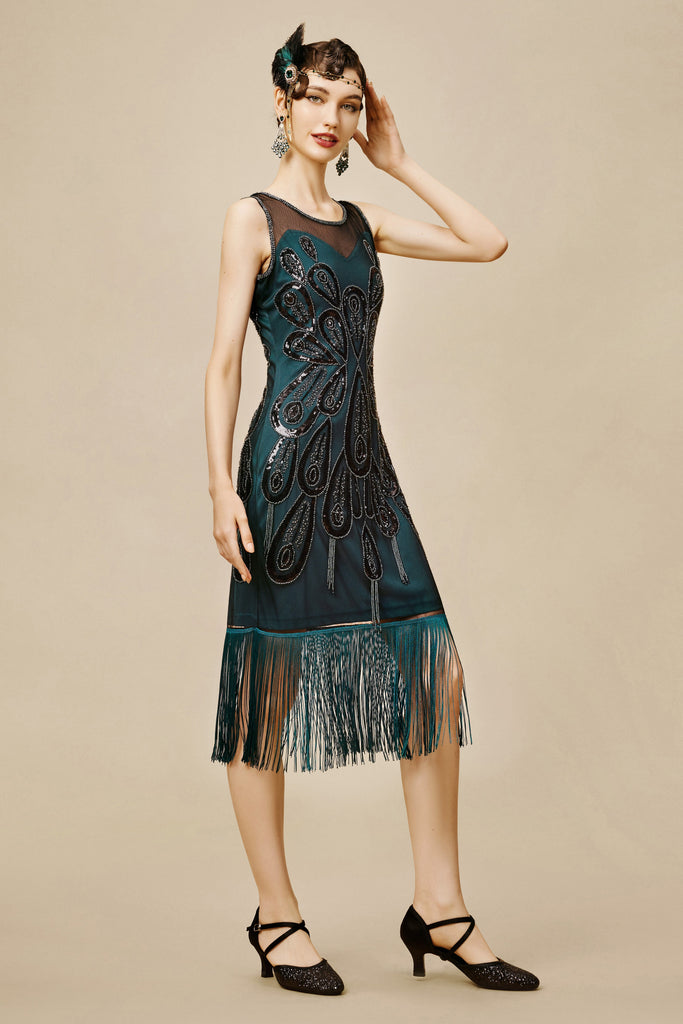 La Revue Nègre Peacock Tassel Flapper Dress - Babeyond UK