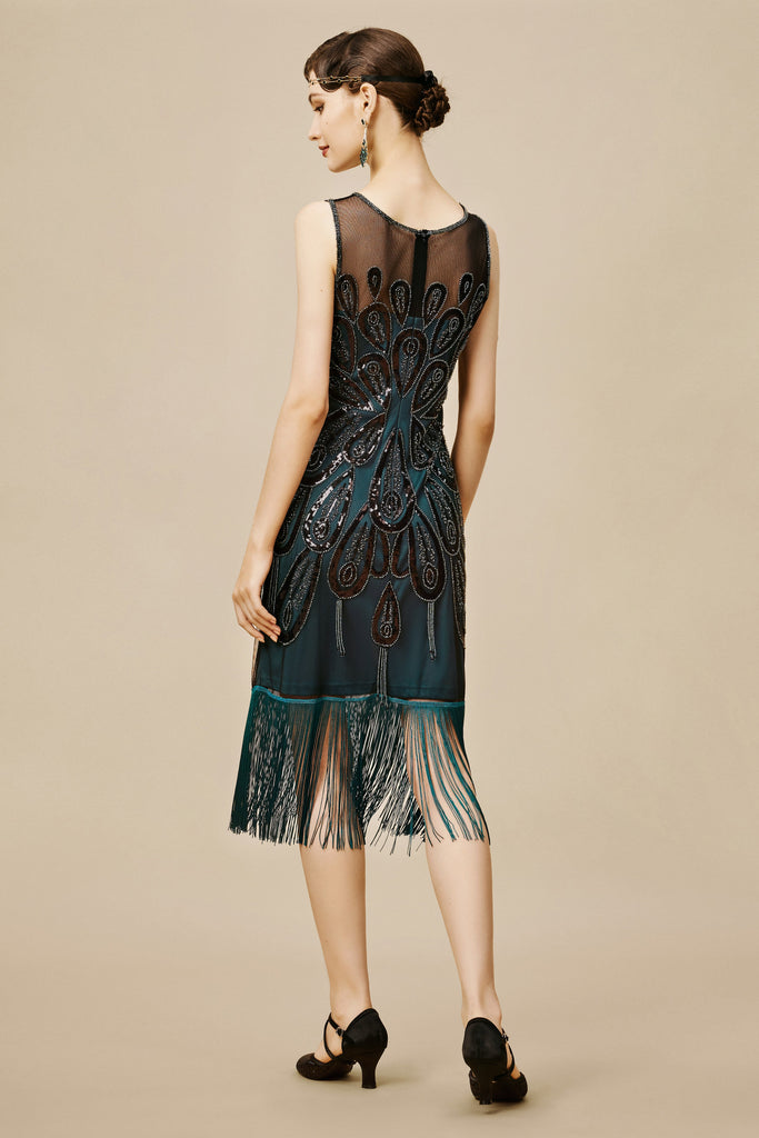 La Revue Nègre Peacock Tassel Flapper Dress - Babeyond UK